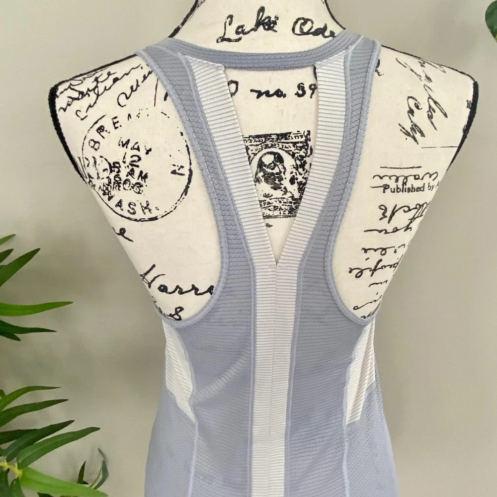 lululemon athletica Light Gray and White Striped Racerback Tank